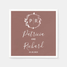 Terracotta faux folie Monogram Wedding Napkins Servet