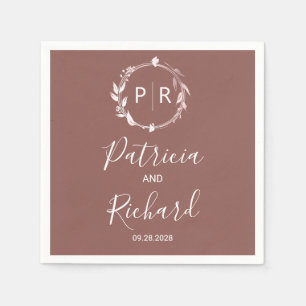 Terracotta faux folie Monogram Wedding Napkins Servet