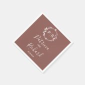 Terracotta faux folie Monogram Wedding Napkins Servet (Hoek)
