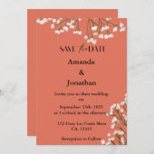 Terracotta Field Flowers Wedding Save the Date Kaart (Voorkant / Achterkant)