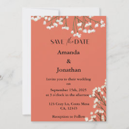 Terracotta Field Flowers Wedding Save the Date Kaart