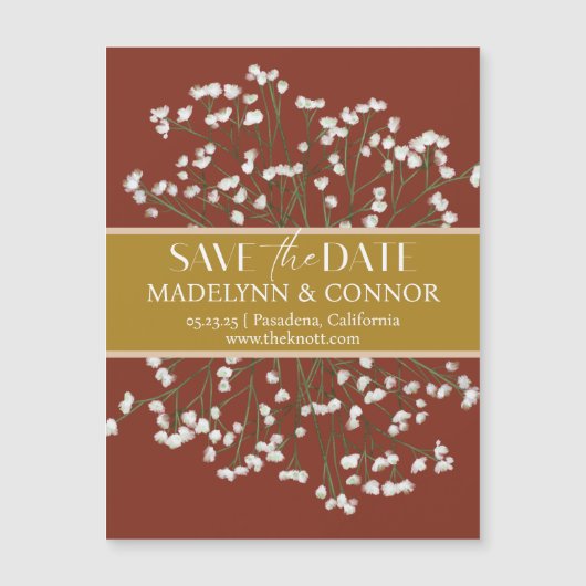 Terracotta Field Flowers Wedding Save the Date Magnetische Uitnodiging (Voorkant)