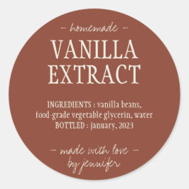 Terracotta Fles Thuisgemaakte drank Vanille-extrac Ronde Sticker