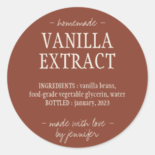 Terracotta Fles Thuisgemaakte drank Vanille-extrac Ronde Sticker