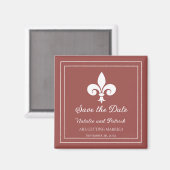 Terracotta Fleur de Lis Save the Date Magnet (Voorkant / Achterkant)