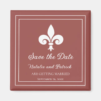 Terracotta Fleur de Lis Save the Date Magnet