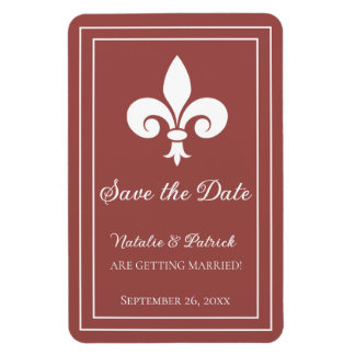 Terracotta Fleur de Lis Save the Date Magnet Magneet