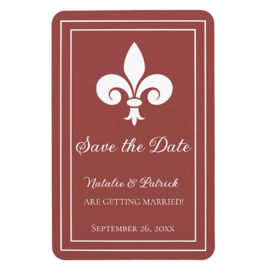 Terracotta Fleur de Lis Save the Date Magnet Magneet (Verticaal)