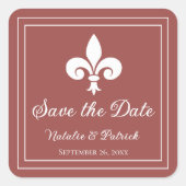 Terracotta Fleur de Lis Save the Date Stickers (Voorkant)
