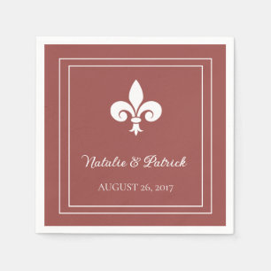 Terracotta Fleur de Lis Wedding Paper Napkins Servet