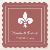 Terracotta Fleur de Lis Wedding Paper Onderzetters (Voorkant)