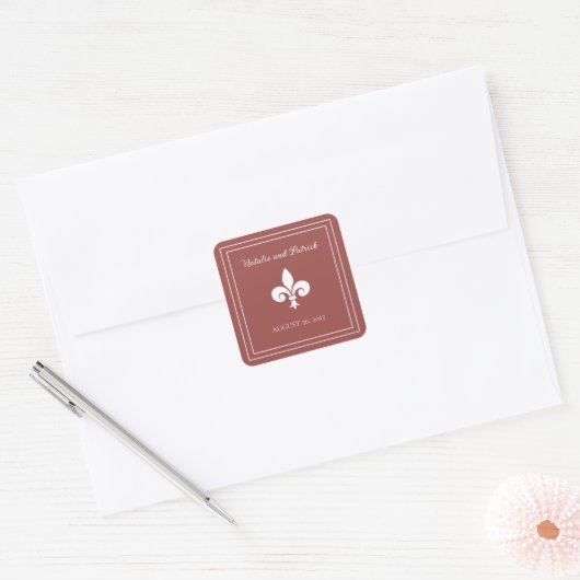 Terracotta Fleur de Lis Wedding Stickers (Envelop)