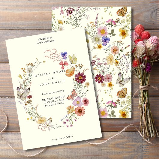Terracotta Flora Boho Wildflower Wedding Kaart