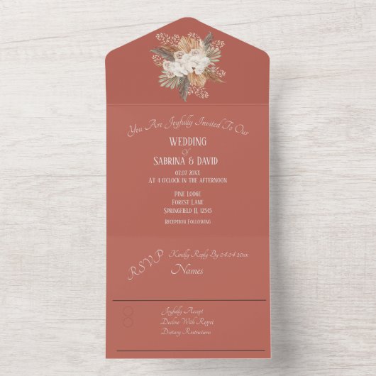 Terracotta Floral All In One Uitnodiging (Binnen)