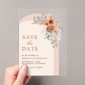 Terracotta Floral Arch Wedding Save the Date Acryl Uitnodigingen (Insitu (Draagbaar))