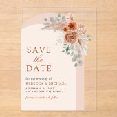 Terracotta Floral Arch Wedding Save the Date Acryl Uitnodigingen (Voorkant)