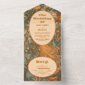 Terracotta Floral Art Nouveau Bruiloft All In One Uitnodiging (Binnen)