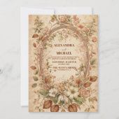 Terracotta Floral Art Nouveau Bruiloft Kaart (Voorkant)