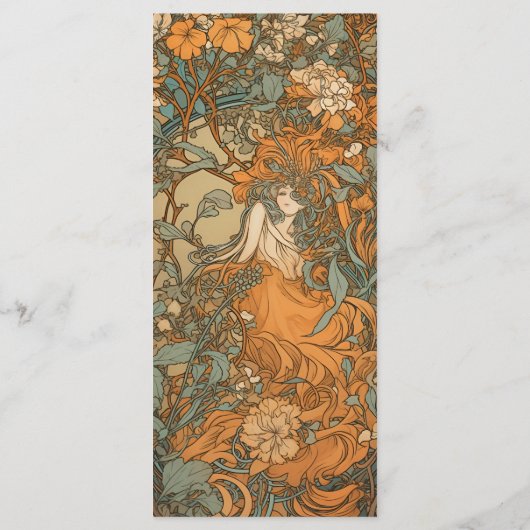 Terracotta Floral Art Nouveau Bruiloft Menu (Achterkant)
