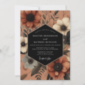 Terracotta Floral Autumn Romance Wedding Kaart (Voorkant)
