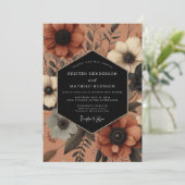 Terracotta Floral Autumn Romance Wedding Kaart (Staand voorkant)