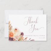 Terracotta Floral Autumn Vrijgezellenfeest Bedankkaart (Voorkant)
