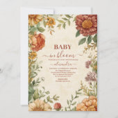 Terracotta Floral Baby in Bloom Baby shower Kaart (Voorkant)