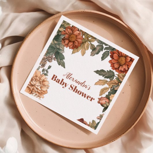 Terracotta Floral Baby in Bloom Baby shower Servet