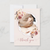 Terracotta floral baby shower foto dank u kaart (Voorkant)