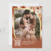 Terracotta Floral Beige Gold QR Code Photo Wedding Save The Date (Achterkant)