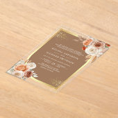 Terracotta Floral Beige Gold Wedding Acryl Uitnodigingen (Laagn)