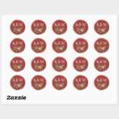 Terracotta Floral Blush Pink kerstmonogram Ronde Sticker (Vel)