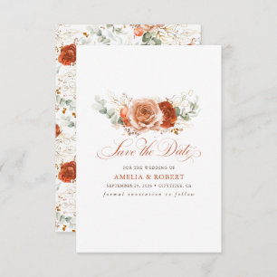Terracotta Floral Boho Bewaar de datum Save The Date