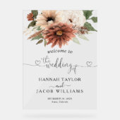 Terracotta Floral Boho Bruiloft Welkom Acryl Bord (Voorkant)