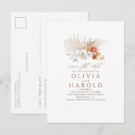 Terracotta Floral Boho Exotic Save the Date Aankondigingskaart