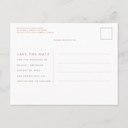 Terracotta Floral Boho Exotic Save the Date Aankondigingskaart (Achterkant)