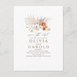 Terracotta Floral Boho Exotic Save the Date Aankondigingskaart