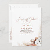 Terracotta Floral Boho Exotic Save the Date Aankondigingskaart (Voorkant / Achterkant)