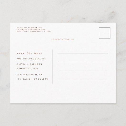 Terracotta Floral Boho Exotic Save the Date Aankondigingskaart (Achterkant)