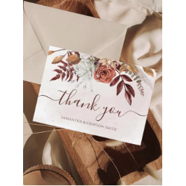 Terracotta Floral Boho Fall Wedding Gift Registry Informatiekaartje