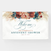 Terracotta Floral Boho Herfst Party Shower Welkom Spandoek (Horizontaal)