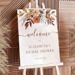 Terracotta Floral Boho Herfst Vrijgezellenfeest We Poster<br><div class="desc">Vrijgezellenfeest van de moderne bohemische stijl is een welkom bord met waterverf bloemen en valbladeren in oorrijke tinten zoals roestbruin,  verbrand sinaasappel en terracotta. Ideale keuze voor herfstbruiloften.</div>