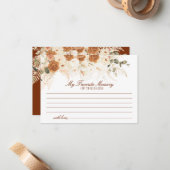 Terracotta Floral Boho Memory of the Bride Game Notitiekaartje (Voorkant / Achterkant in situ)