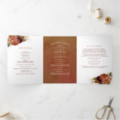 Terracotta Floral Boho Modern Fall Wedding Drieluik Programma (Binnen)