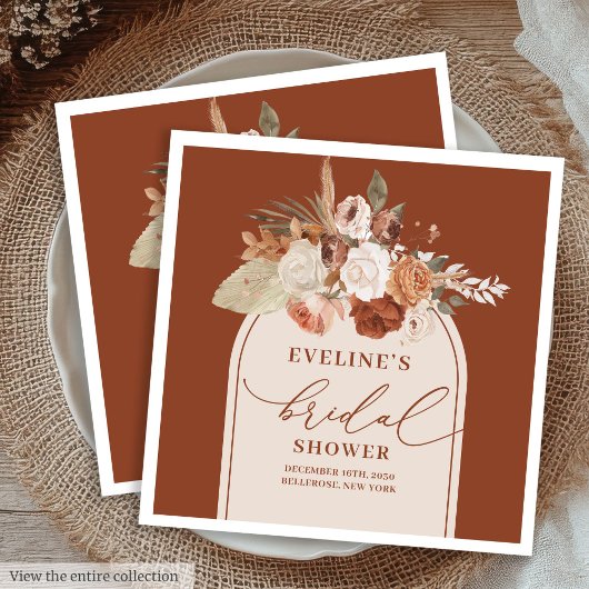 Terracotta Floral Boho Napkins for Bridal Shower  Servet