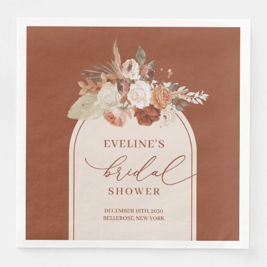 Terracotta Floral Boho Napkins for Bridal Shower  Servet (Voorkant)