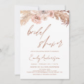 Terracotta Floral Boho Pampas Grass Vrijgezellenfe Kaart (Voorkant)