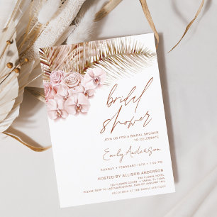 Terracotta Floral Boho Pampas Grass Vrijgezellenfe Kaart