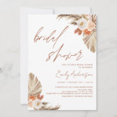 Terracotta Floral Boho Pampas Grass Vrijgezellenfe Kaart (Voorkant)