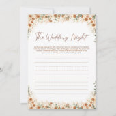 Terracotta Floral Boho Rozen Wedding Night Game (Voorkant)
